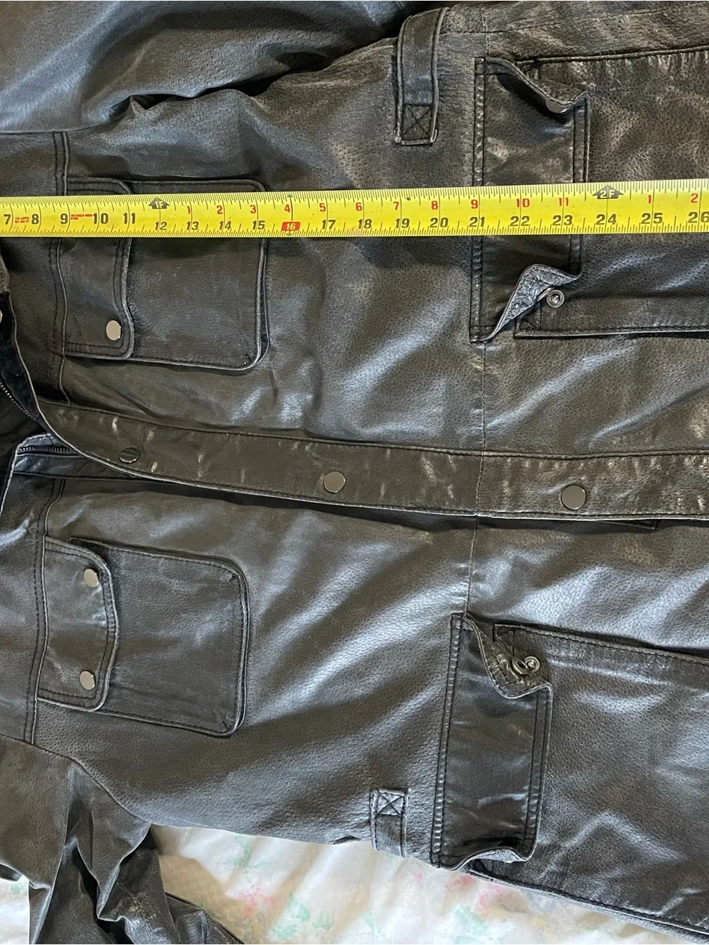 Men's Black Leather Military Field Jacket